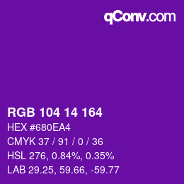 Color code: RGB 104 14 164 | qconv.com