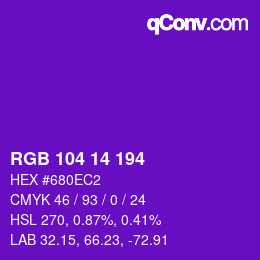 Color code: RGB 104 14 194 | qconv.com