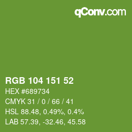 Color code: RGB 104 151 52 | qconv.com