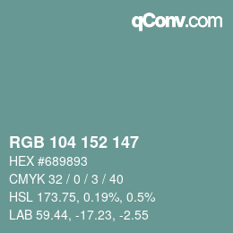 Código de color: RGB 104 152 147 | qconv.com