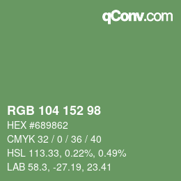 Color code: RGB 104 152 98 | qconv.com