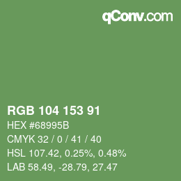 Color code: RGB 104 153 91 | qconv.com