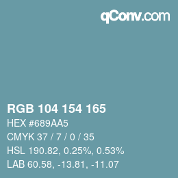 Color code: RGB 104 154 165 | qconv.com