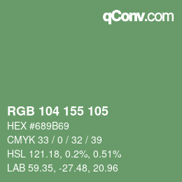 颜色代码: RGB 104 155 105 | qconv.com