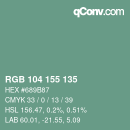 Código de color: RGB 104 155 135 | qconv.com