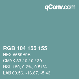 カラーコード: RGB 104 155 155 | qconv.com
