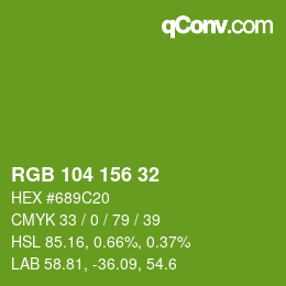 Farbcode: RGB 104 156 32 | qconv.com