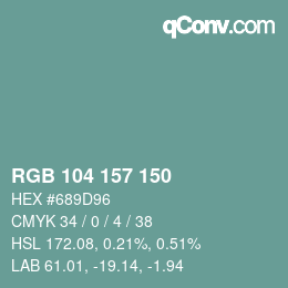 カラーコード: RGB 104 157 150 | qconv.com