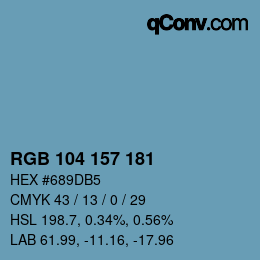 颜色代码: RGB 104 157 181 | qconv.com