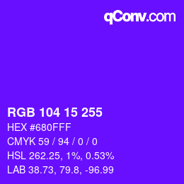 Color code: RGB 104 15 255 | qconv.com