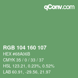 Color code: RGB 104 160 107 | qconv.com