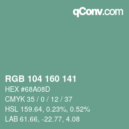 Color code: RGB 104 160 141 | qconv.com