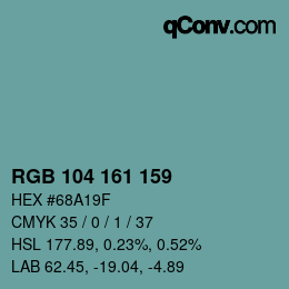 Farbcode: RGB 104 161 159 | qconv.com