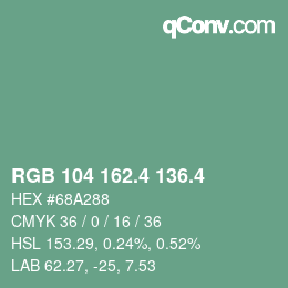 カラーコード: RGB 104 162.4 136.4 | qconv.com