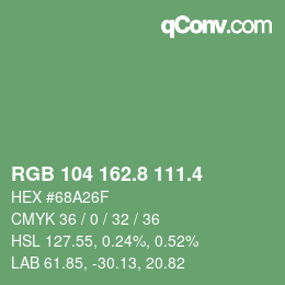 カラーコード: RGB 104 162.8 111.4 | qconv.com