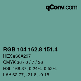 カラーコード: RGB 104 162.8 151.4 | qconv.com