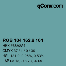 カラーコード: RGB 104 162.8 164 | qconv.com