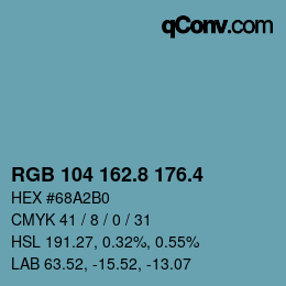 カラーコード: RGB 104 162.8 176.4 | qconv.com