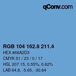 カラーコード: RGB 104 162.8 211.4 | qconv.com