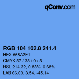 カラーコード: RGB 104 162.8 241.4 | qconv.com