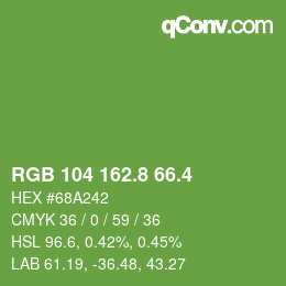 カラーコード: RGB 104 162.8 66.4 | qconv.com