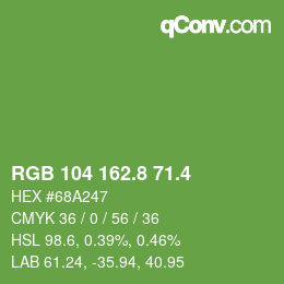 カラーコード: RGB 104 162.8 71.4 | qconv.com