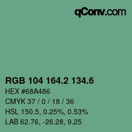 カラーコード: RGB 104 164.2 134.6 | qconv.com