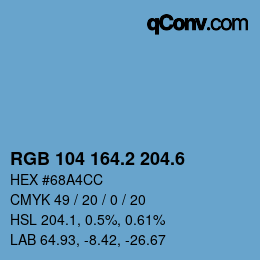 カラーコード: RGB 104 164.2 204.6 | qconv.com