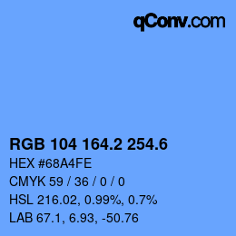 カラーコード: RGB 104 164.2 254.6 | qconv.com
