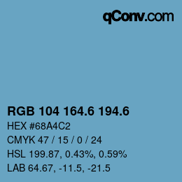 カラーコード: RGB 104 164.6 194.6 | qconv.com