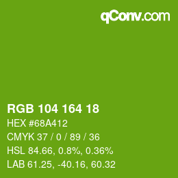 カラーコード: RGB 104 164 18 | qconv.com