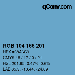 Color code: RGB 104 166 201 | qconv.com