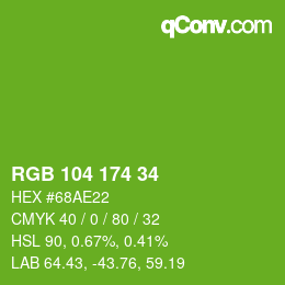 Color code: RGB 104 174 34 | qconv.com