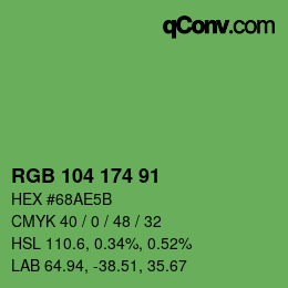 颜色代码: RGB 104 174 91 | qconv.com