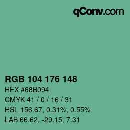 Color code: RGB 104 176 148 | qconv.com