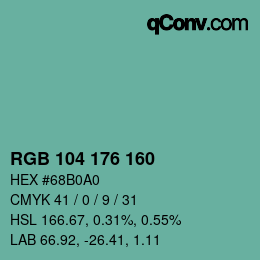 Color code: RGB 104 176 160 | qconv.com