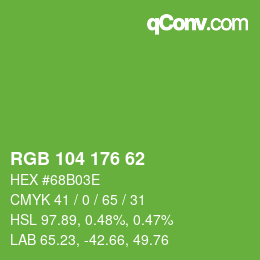 Color code: RGB 104 176 62 | qconv.com