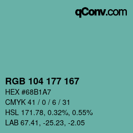 颜色代码: RGB 104 177 167 | qconv.com