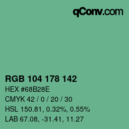 Color code: RGB 104 178 142 | qconv.com