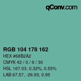Color code: RGB 104 178 162 | qconv.com