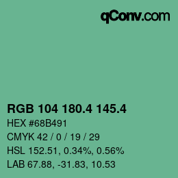 カラーコード: RGB 104 180.4 145.4 | qconv.com
