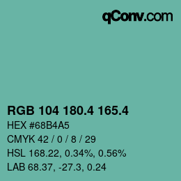 カラーコード: RGB 104 180.4 165.4 | qconv.com