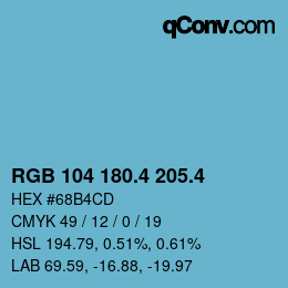 カラーコード: RGB 104 180.4 205.4 | qconv.com