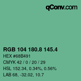 カラーコード: RGB 104 180.8 145.4 | qconv.com