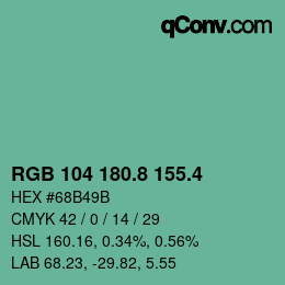 カラーコード: RGB 104 180.8 155.4 | qconv.com