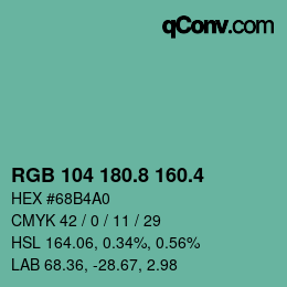 カラーコード: RGB 104 180.8 160.4 | qconv.com