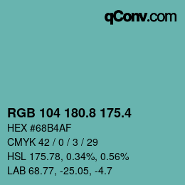 カラーコード: RGB 104 180.8 175.4 | qconv.com