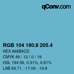 カラーコード: RGB 104 180.8 205.4 | qconv.com