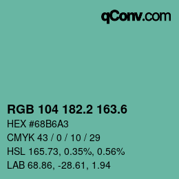 カラーコード: RGB 104 182.2 163.6 | qconv.com