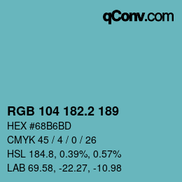 カラーコード: RGB 104 182.2 189 | qconv.com